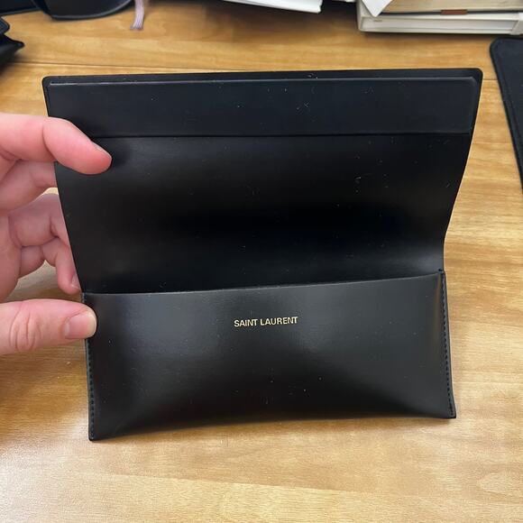 Saint Laurent Black Leather Sunglasses Case Eyeglasses - Picture 4 of 10